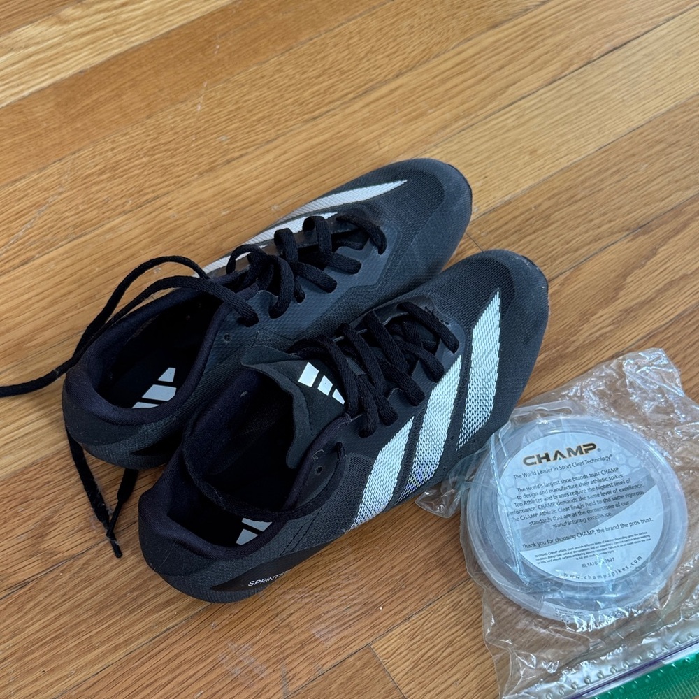Adidas Black Track Spikes with White Stripes